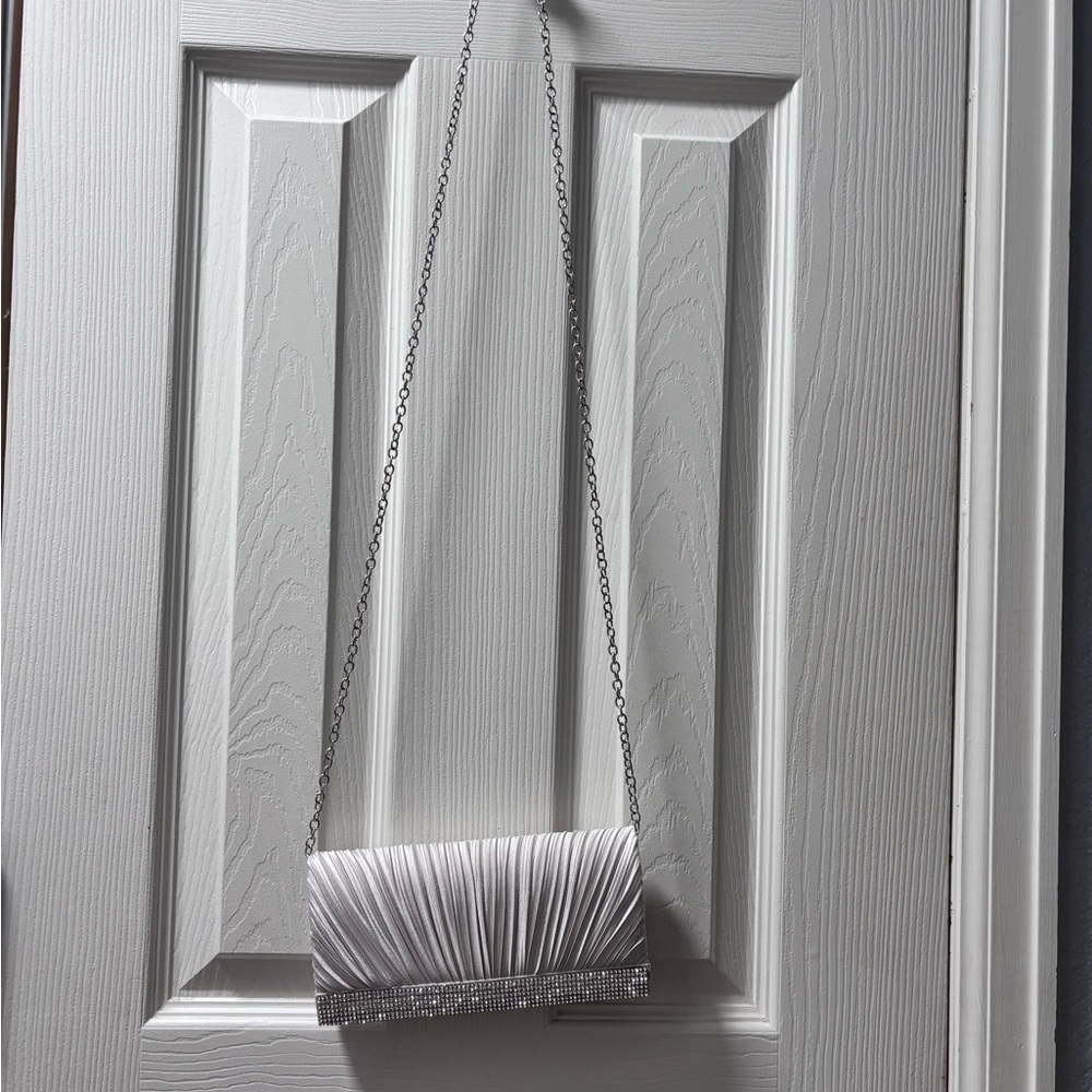 Jessica McClintock Metallic Silver Clutch